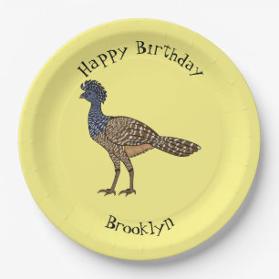 Great curassow bird cartoon illustration paper plate