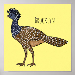 Great curassow bird cartoon illustration  poster
