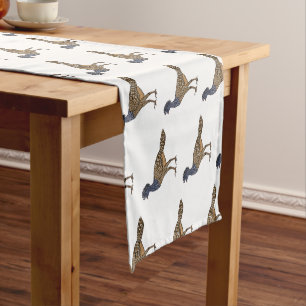 Great curassow bird cartoon illustration short table runner