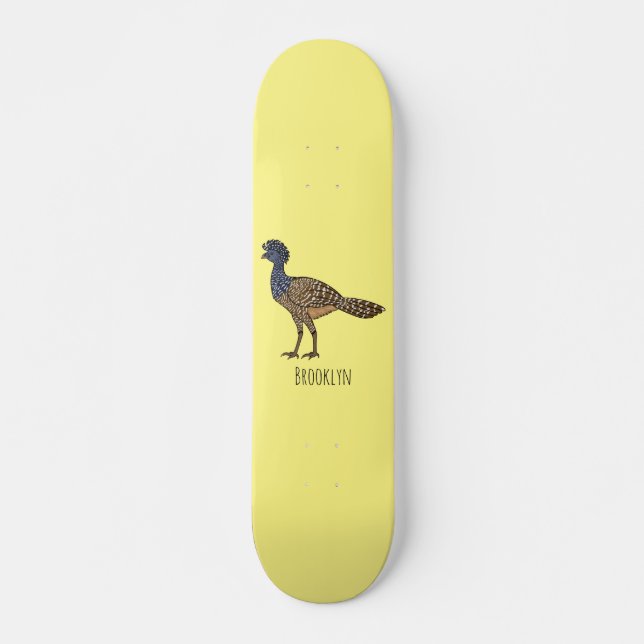 Great curassow bird cartoon illustration  skateboard (Front)