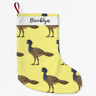 Great curassow bird cartoon illustration small christmas stocking