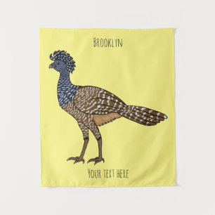 Great curassow bird cartoon illustration tapestry