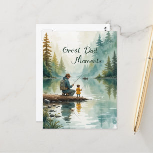 Great Dad Great Memories Lake Fishing Fathers Day Postcard
