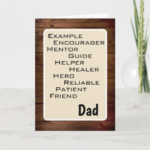 Great Dad list of his Qualities - my Dad Card