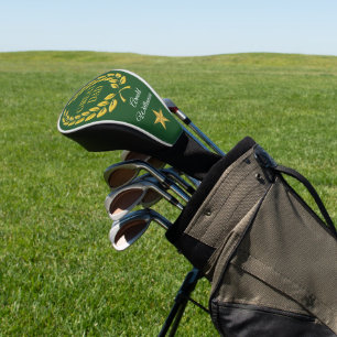 GREAT DAD text Victory Wreath & Star personalise Golf Head Cover