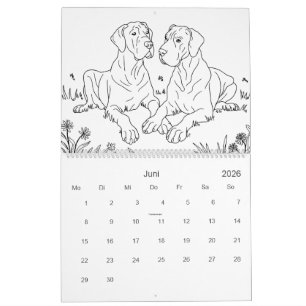 Great Dane 18-Month Colouring Personalised Calendar