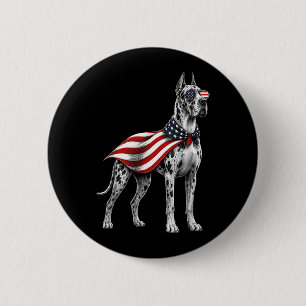 Great Dane 4th Of July Aamerican Flag Dog 6 Cm Round Badge