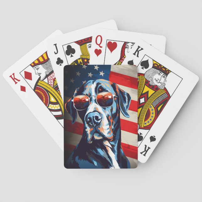Great Dane 4th of July Independence day Playing Cards (Back)