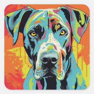 Great Dane Abstract Pop Art Graphic Art Decal Square Sticker