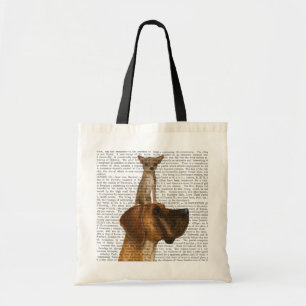 Great Dane and Chihuahua Tote Bag