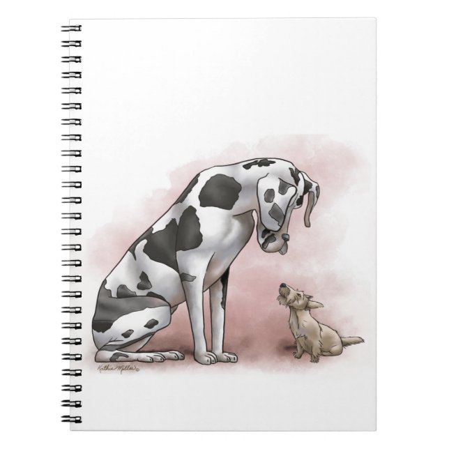 Great Dane and Scottish Terrier Cartoon Notebook (Front)