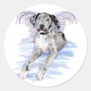 Great Dane Angel Merle UC Classic Round Sticker