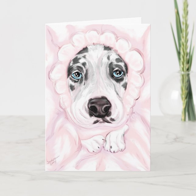 Great Dane Baby Harlequin Girl Announcements (Front)
