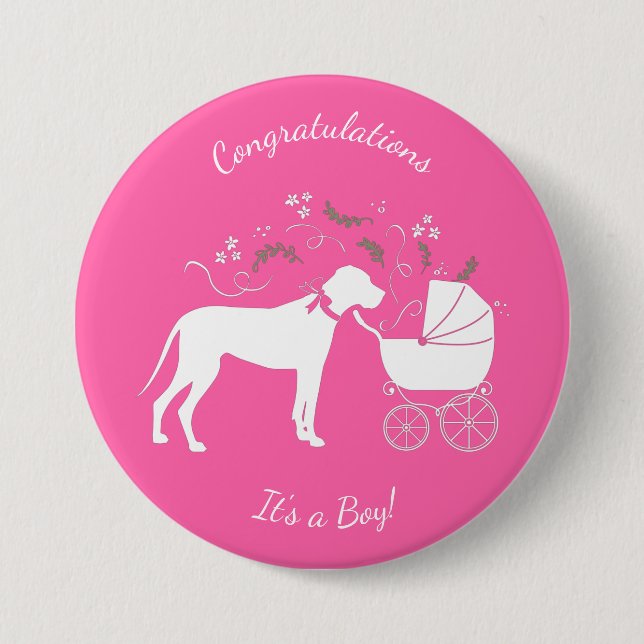 Great Dane Baby Shower 7.5 Cm Round Badge (Front)