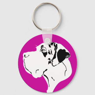 Great Dane Big Head merle Key Ring
