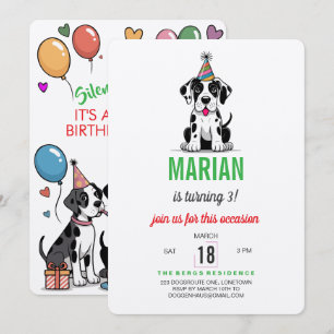 Great Dane Birthday Invitation