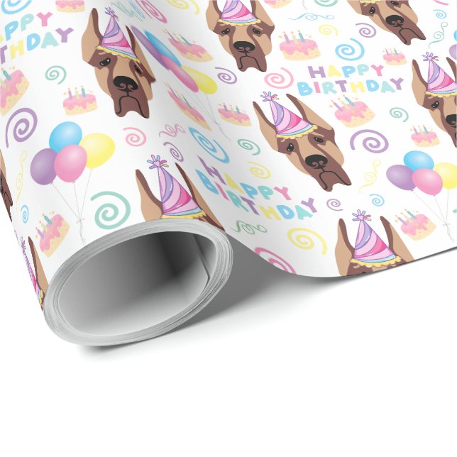 Great Dane Birthday Wrapping Paper (Roll Corner)