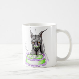 Great Dane Black Birthday Cake Face Coffee Mug
