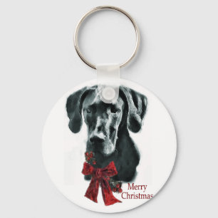 Great Dane Black Christmas Gifts Key Ring