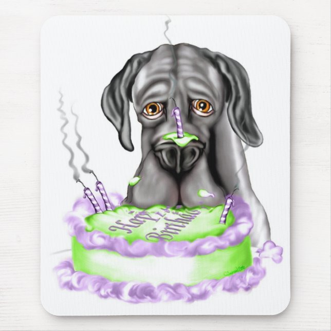 Great Dane Black UC Birthday Cake Mouse Pad (Front)