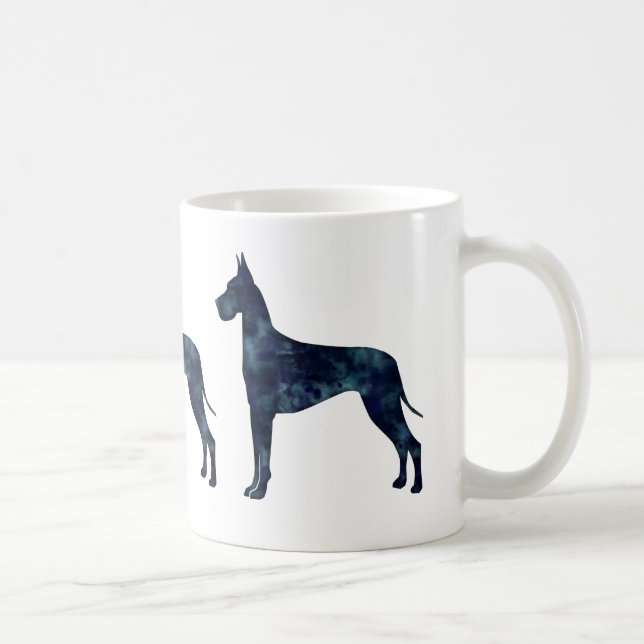 Great Dane Black Watercolor Silhouette Coffee Mug (Right)