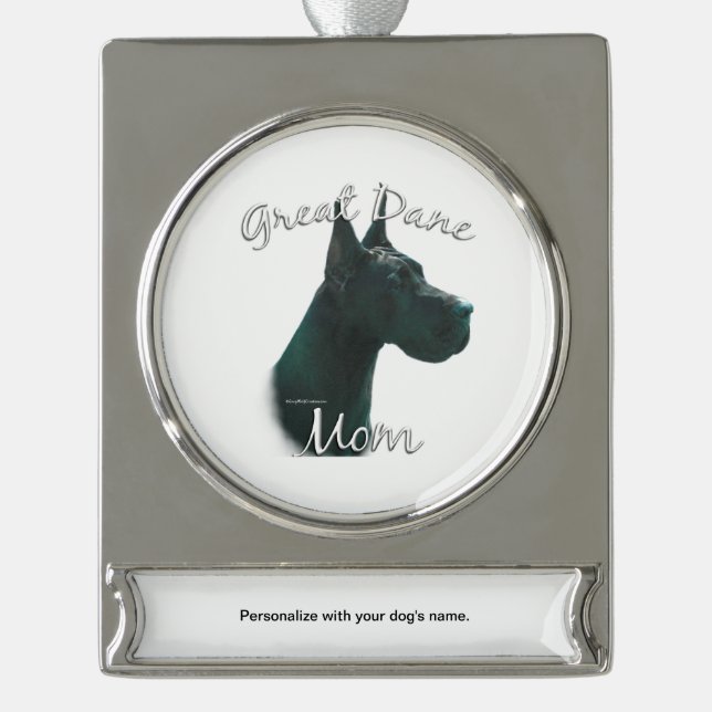 Great Dane (blk) Mum 2 Silver Plated Banner Ornament (Front)