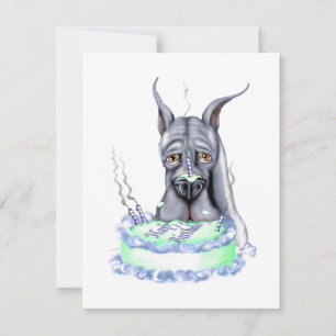 Great Dane Blue Birthday Cake Face Invitation