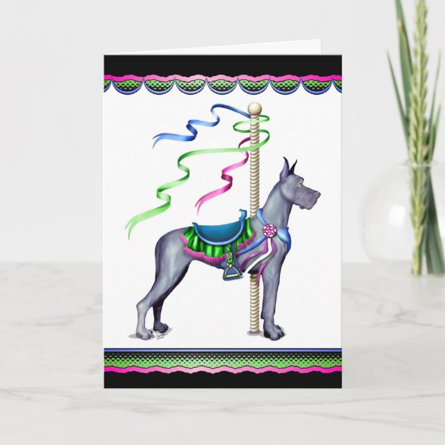 Great Dane Blue Carousel - Customised Card (Front)
