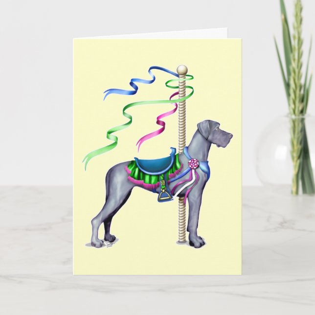 Great Dane Blue Carousel UC - Customised Card (Front)