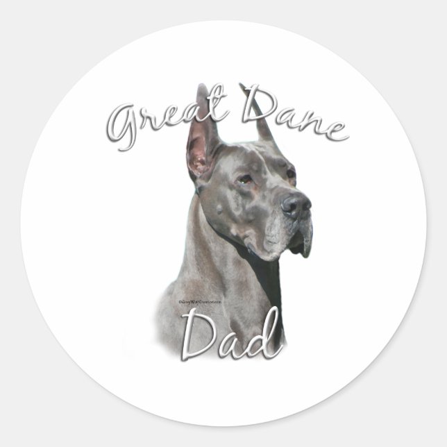 Great Dane (blue) Dad 2 Classic Round Sticker (Front)