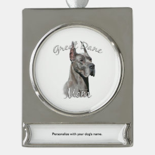 Great Dane (blue) Mum 2 Silver Plated Banner Ornament