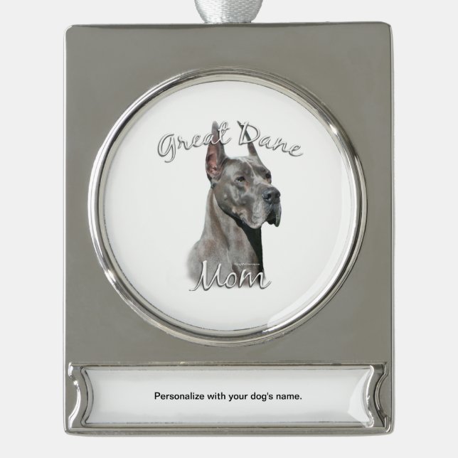 Great Dane (blue) Mum 2 Silver Plated Banner Ornament (Front)
