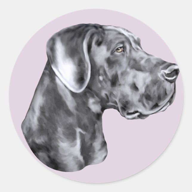 Great Dane Blue Uncropped Classic Round Sticker (Front)