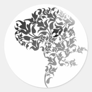 Great Dane Botanical Leaf Silhouette Classic Round Sticker