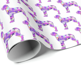 Great Dane Breed Dog Silhouette Colourful Purple W Wrapping Paper