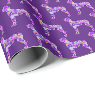Great Dane Breed Dog Silhouette Colourful Purple Wrapping Paper