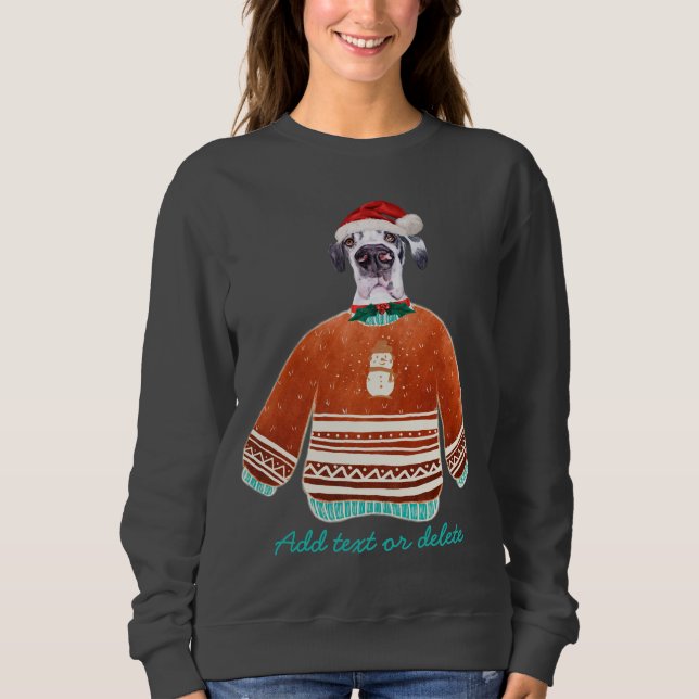 Great Dane Breed Xmas Ugly Christmas Dog Mum Sweatshirt (Front)