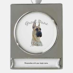 Great Dane (brindle) Mum 2 Silver Plated Banner Ornament