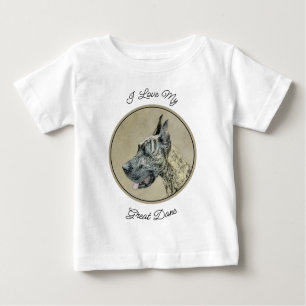 Great Dane (Brindle) Painting - Original Dog Art Baby T-Shirt
