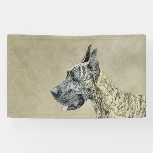 Great Dane (Brindle) Painting - Original Dog Art Banner (Horizontal)