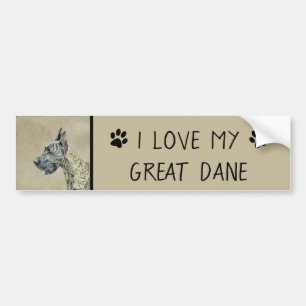 Great Dane (Brindle) Painting - Original Dog Art Bumper Sticker