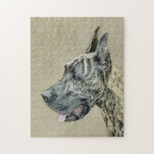 Great Dane (Brindle) Painting - Original Dog Art Jigsaw Puzzle