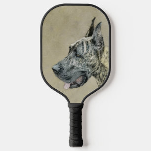 Great Dane (Brindle) Painting - Original Dog Art Pickleball Paddle