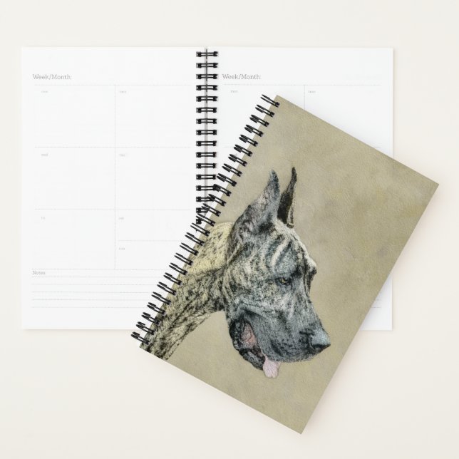 Great Dane (Brindle) Painting - Original Dog Art Planner (Display)