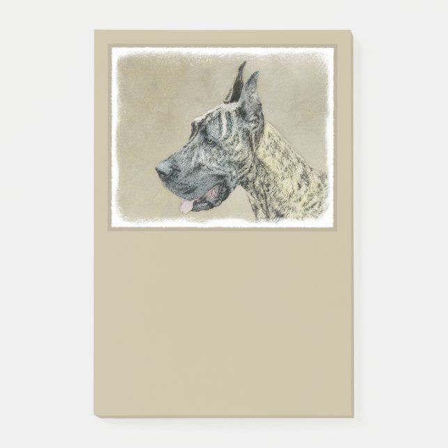 Great Dane (Brindle) Painting - Original Dog Art Post-it Notes (Front)