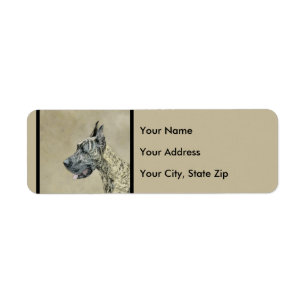 Great Dane (Brindle) Painting - Original Dog Art Return Address Label
