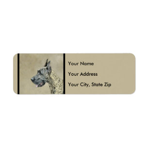 Great Dane (Brindle) Painting - Original Dog Art Return Address Label