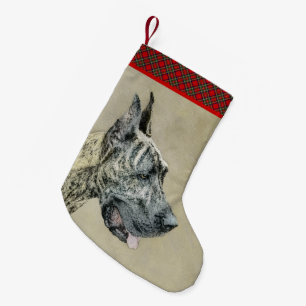 Great Dane (Brindle) Painting - Original Dog Art Small Christmas Stocking