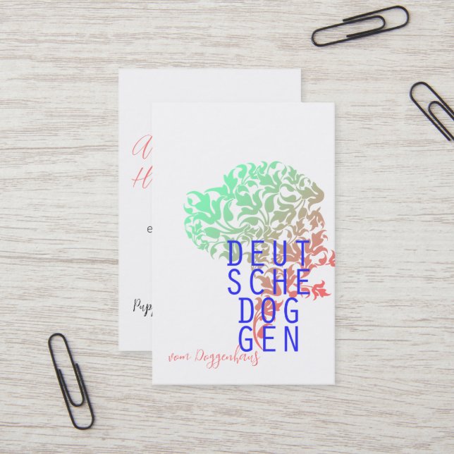 Great Dane Business Cards (Front/Back In Situ)