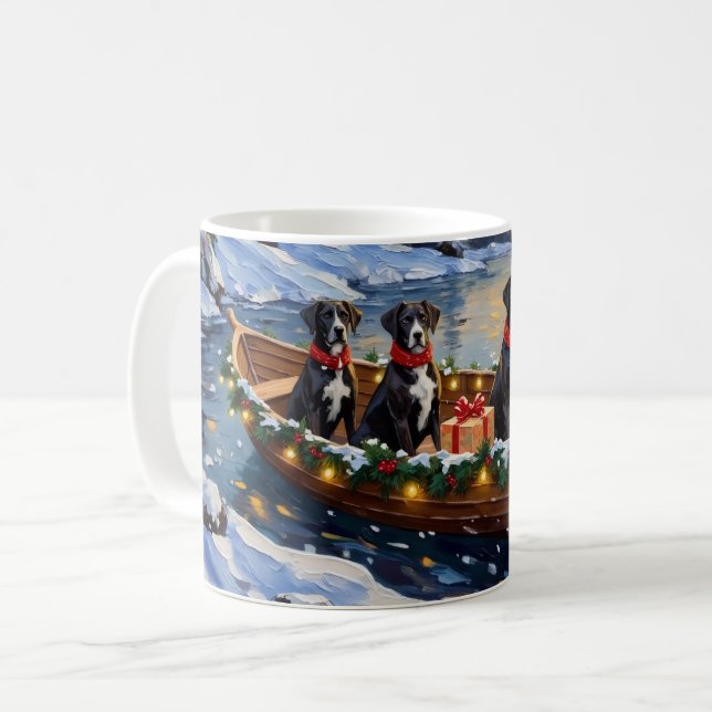 Great Dane Christmas Boat Holiday Coffee Mug (Front Left)